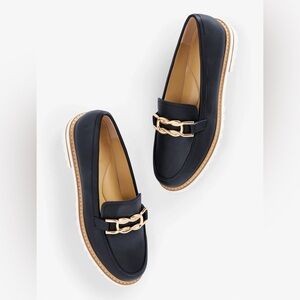 Talbots Leather Laura Link Nappa Loafers Navy Size 9 EUC